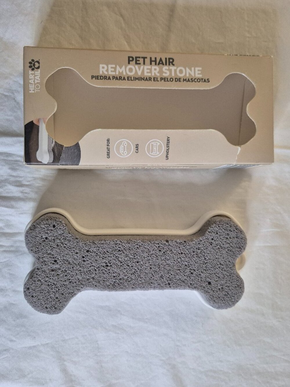 Heart To Tail Pet Hair Remover Stone Great For Cars And Upholstery, NEW